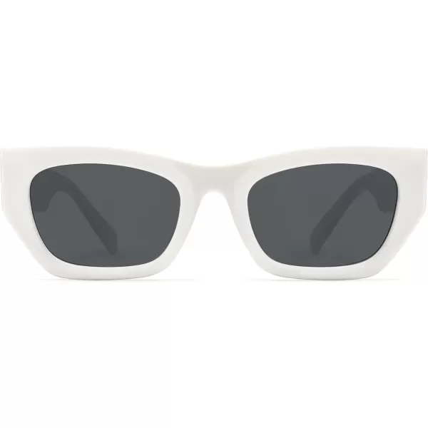 imageSOJOS Trendy Rectangle Cateye Sunglasses Womens Mens UV400 Fashion Chic Chunky Shades SJ2296WhiteGrey