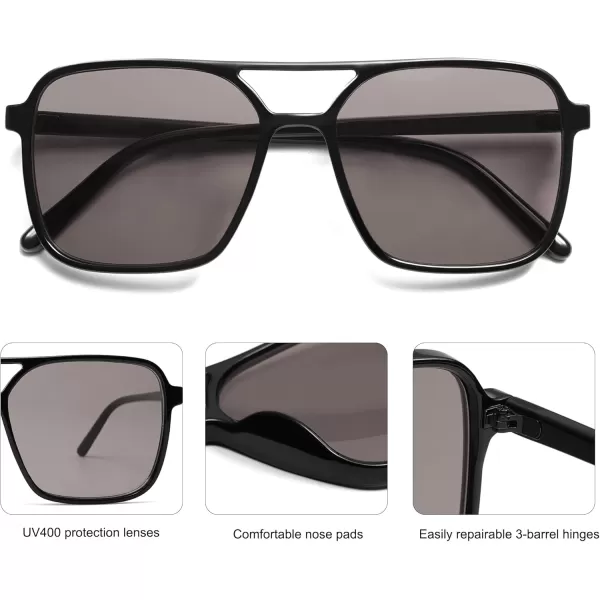 imageSOJOS Trendy Vintage Aviator Square Sunglasses For Womens Mens Retro 70s UV400 Women Sun Glasses SJ2327BlackGrey