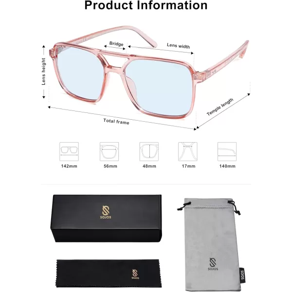 imageSOJOS Trendy Vintage Aviator Square Sunglasses For Womens Mens Retro 70s UV400 Women Sun Glasses SJ2327Crystal BrownBlue