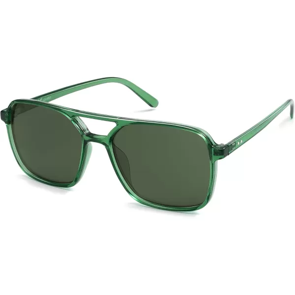 imageSOJOS Trendy Vintage Aviator Square Sunglasses For Womens Mens Retro 70s UV400 Women Sun Glasses SJ2327GreenGreen