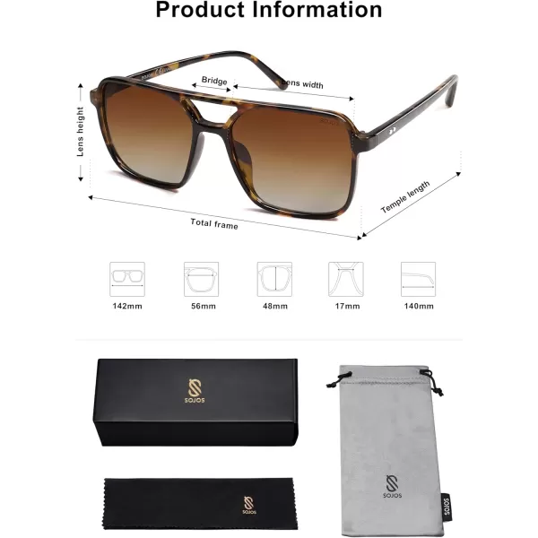 imageSOJOS Trendy Vintage Aviator Square Sunglasses For Womens Mens Retro 70s UV400 Women Sun Glasses SJ2327LeopardBrown Grading
