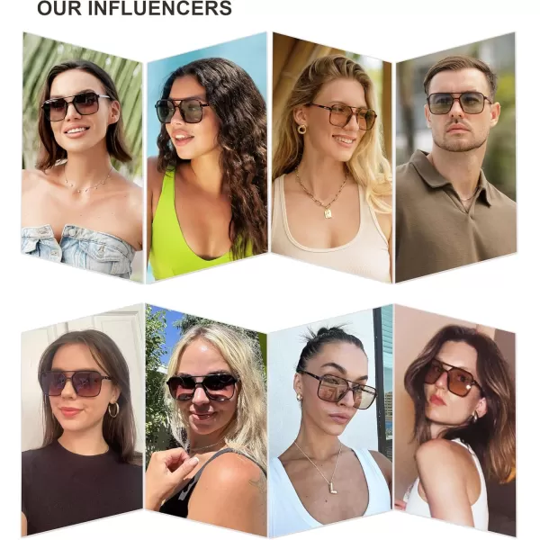 imageSOJOS Trendy Vintage Aviator Square Sunglasses For Womens Mens Retro 70s UV400 Women Sun Glasses SJ2327LeopardBrown Grading