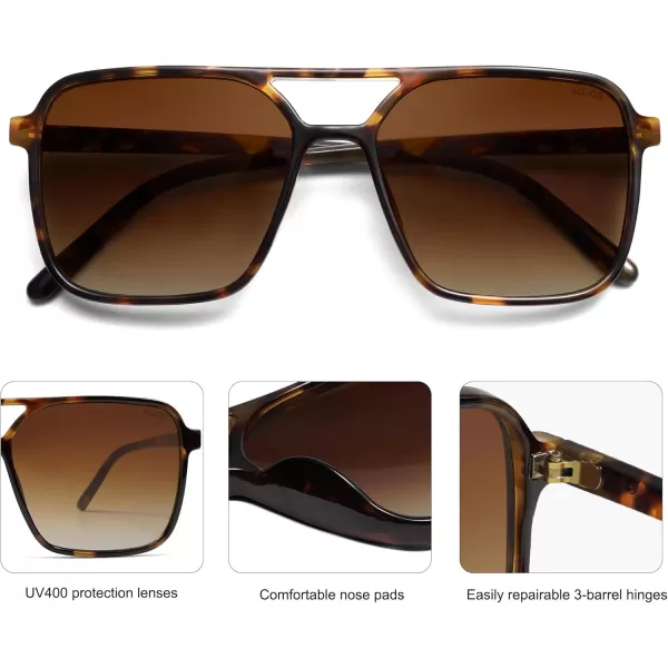 imageSOJOS Trendy Vintage Aviator Square Sunglasses For Womens Mens Retro 70s UV400 Women Sun Glasses SJ2327LeopardBrown Grading
