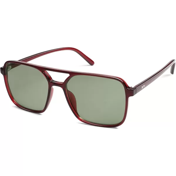 imageSOJOS Trendy Vintage Aviator Square Sunglasses For Womens Mens Retro 70s UV400 Women Sun Glasses SJ2327RedGreen