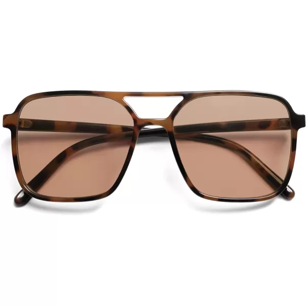 imageSOJOS Trendy Vintage Aviator Square Sunglasses For Womens Mens Retro 70s UV400 Women Sun Glasses SJ2327TortoiseBrown