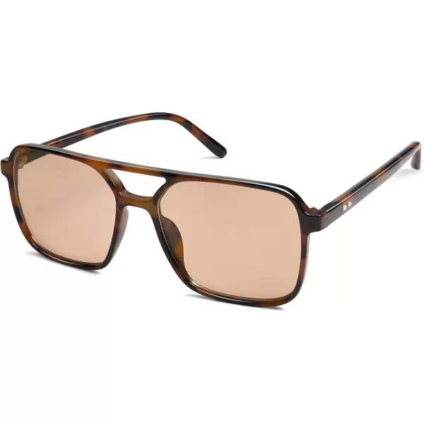 imageSOJOS Trendy Vintage Aviator Square Sunglasses For Womens Mens Retro 70s UV400 Women Sun Glasses SJ2327TortoiseBrown