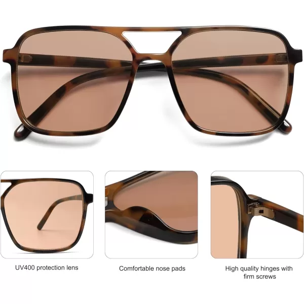imageSOJOS Trendy Vintage Aviator Square Sunglasses For Womens Mens Retro 70s UV400 Women Sun Glasses SJ2327TortoiseBrown