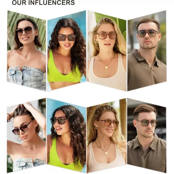imageSOJOS Trendy Vintage Aviator Square Sunglasses For Womens Mens Retro 70s UV400 Women Sun Glasses SJ2327TortoiseBrown