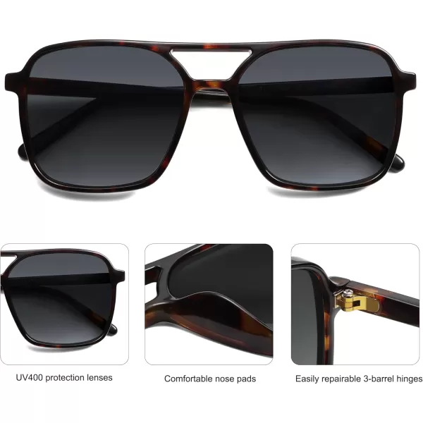 imageSOJOS Trendy Vintage Aviator Square Sunglasses For Womens Mens Retro 70s UV400 Women Sun Glasses SJ2327TortoiseGrey Grading
