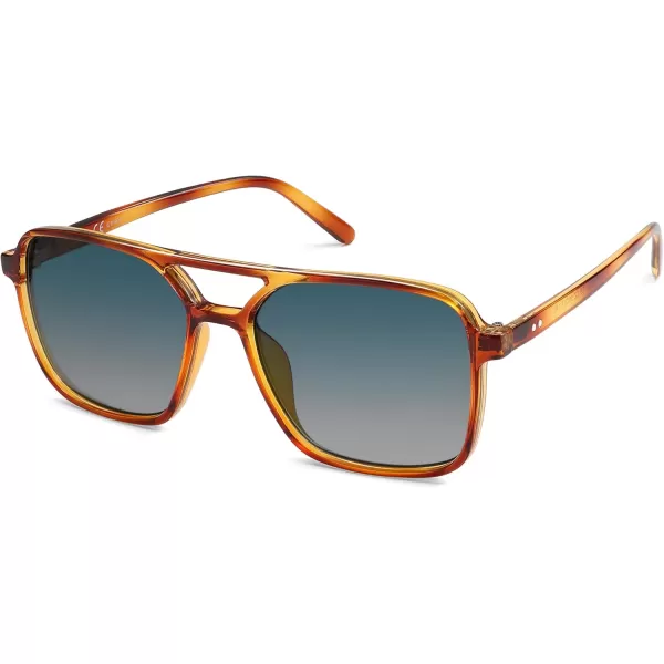 imageSOJOS Trendy Vintage Aviator Square Sunglasses For Womens Mens Retro 70s UV400 Women Sun Glasses SJ2327Yellow TortoiseBlue Grading
