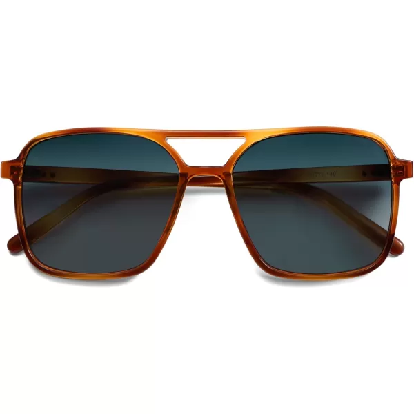 imageSOJOS Trendy Vintage Aviator Square Sunglasses For Womens Mens Retro 70s UV400 Women Sun Glasses SJ2327Yellow TortoiseBlue Grading