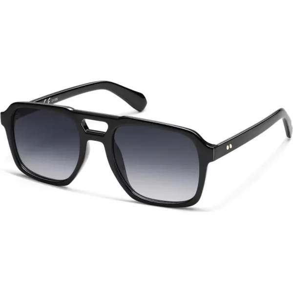 imageSOJOS Retro Aviator Polarized Sunglasses For Women Men Womens Oversized Thick Square Vintage 70s Sun Glasses SJ2330Black Grey Grading
