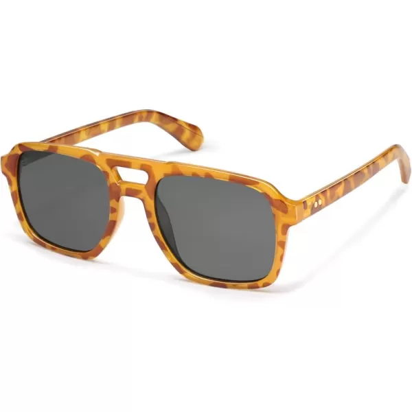 imageSOJOS Retro Aviator Polarized Sunglasses For Women Men Womens Oversized Thick Square Vintage 70s Sun Glasses SJ2330Yellow Tortoise Grey
