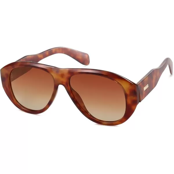 imageSOJOS Retro Aviator Polarized Sunglasses for Women Men Vintage 70s Style UV Protection Sunnies SJ2328Brown TortoiseBrown Grading