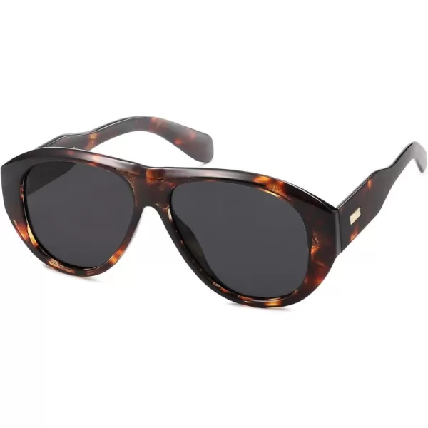 imageSOJOS Retro Aviator Polarized Sunglasses for Women Men Vintage 70s Style UV Protection Sunnies SJ2328Dark TortoiseGrey