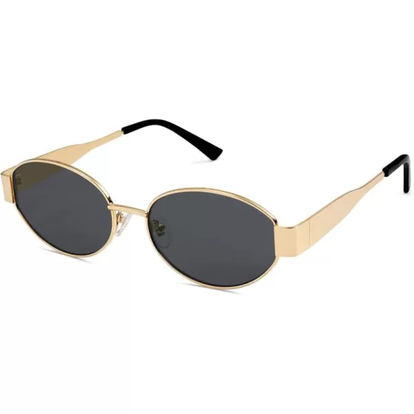 imageSOJOS Retro Oval Sunglasses for Women Trendy Sun Glasses Classic Shades UV400 Protection SJ1217GoldGrey