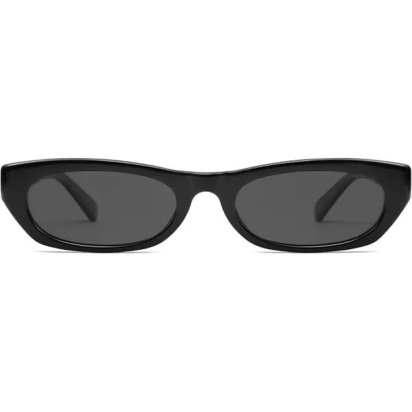 imageSOJOS Retro Rectangle Polarized Sunglasses for Women Men Vintage Trendy Narrow Y2k Sunnies SJ2363BlackGrey