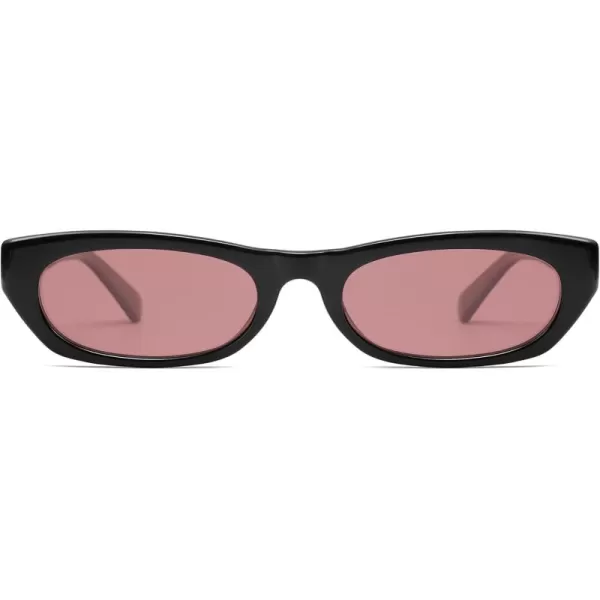 imageSOJOS Retro Rectangle Polarized Sunglasses for Women Men Vintage Trendy Narrow Y2k Sunnies SJ2363BlackRed