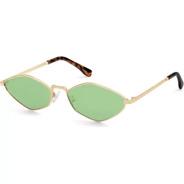 imageSOJOS Retro Small Polarized Sunglasses Womens Mens Vintage Narrow Irregular Shades UV400 SJ1233Shiny Gold  Mint Green Lens