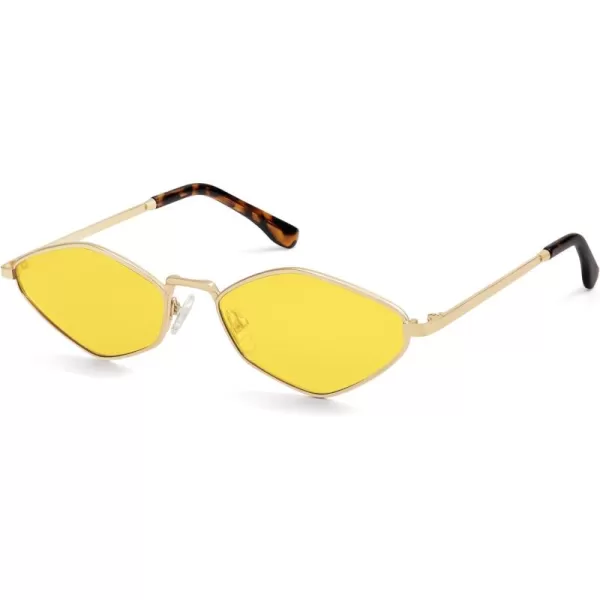 imageSOJOS Retro Small Polarized Sunglasses Womens Mens Vintage Narrow Irregular Shades UV400 SJ1233Shiny Gold  Yellow Lens