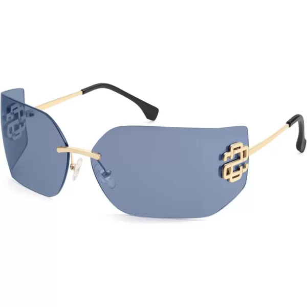 imageSOJOS Rimless Wrap Around Frame Sunglasses Women Men Frameless Design Shield Rectangular Sunnies SJ1219Grey