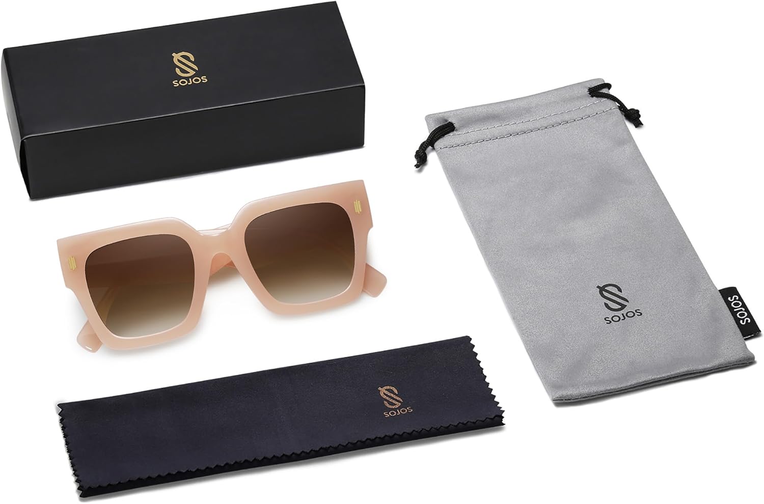 imageSOJOS Vintage Oversized Square Sunglasses for WomenRetro Womens Luxury Big Large Sun Glasses UV400 SJ2194Cream FrameBrown Lens