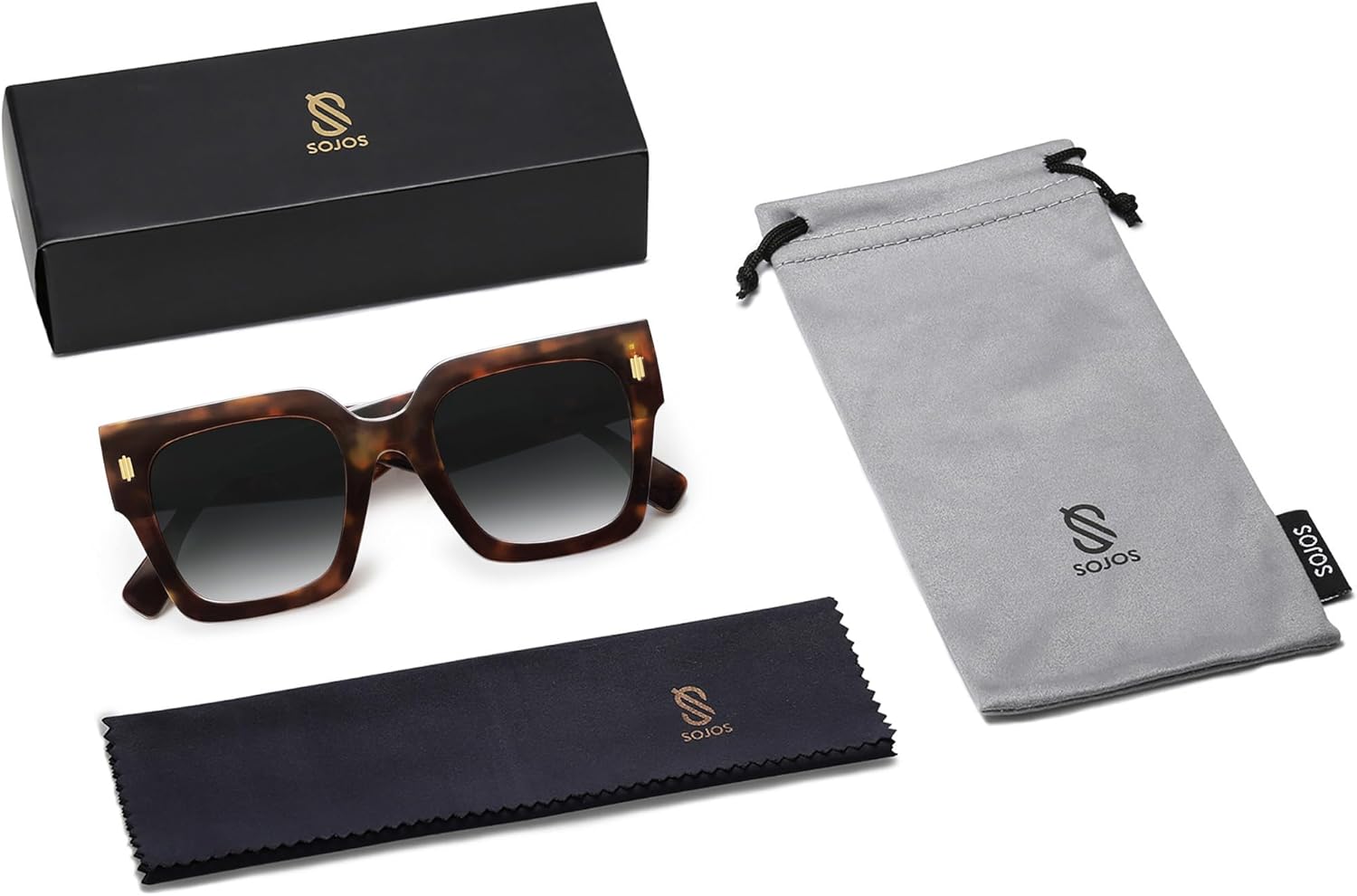 imageSOJOS Vintage Oversized Square Sunglasses for WomenRetro Womens Luxury Big Large Sun Glasses UV400 SJ2194Leopard FrameGrey Grading Lens