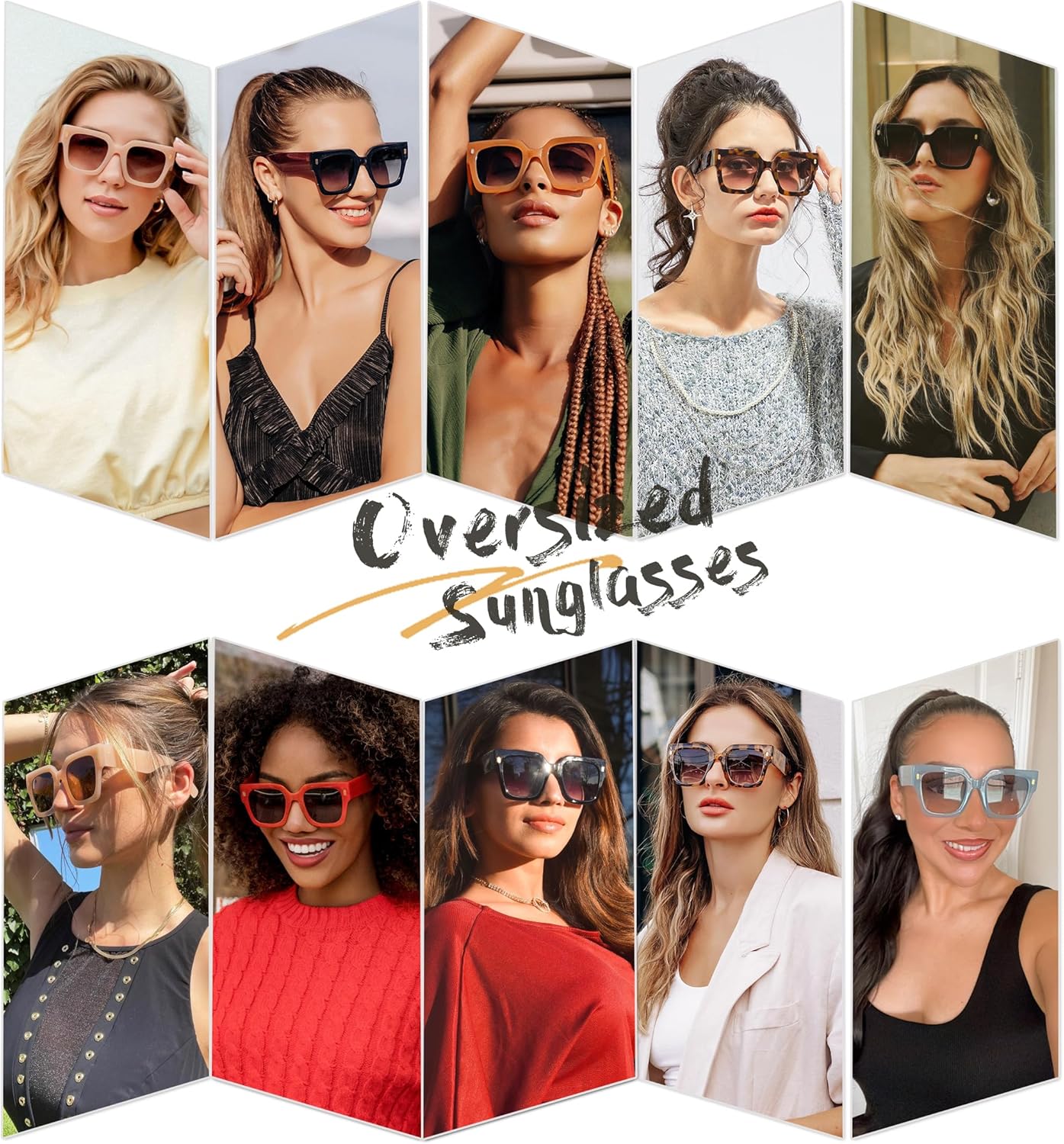 imageSOJOS Vintage Oversized Square Sunglasses for WomenRetro Womens Luxury Big Large Sun Glasses UV400 SJ2194Milky Blue FrameBlue Lens
