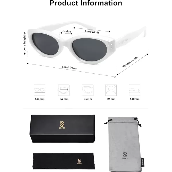 imageSOJOS Cat Eye Polarized Sunglasses for Women Small Face 90s Vintage UV Protection Sunnies SJ2344White