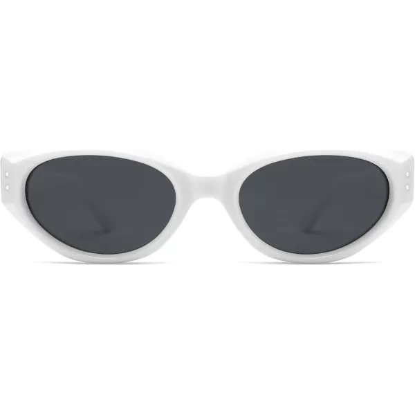 imageSOJOS Cat Eye Polarized Sunglasses for Women Small Face 90s Vintage UV Protection Sunnies SJ2344White