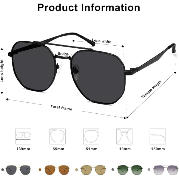 imageSOJOS Classic Square Aviator Sunglasses for Women Men Retro Hexagon UV400 Protection Shades SJ1222BlackGrey