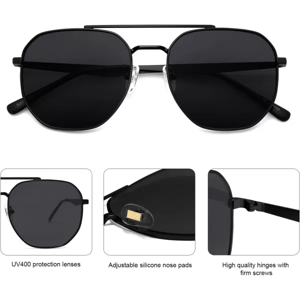 imageSOJOS Classic Square Aviator Sunglasses for Women Men Retro Hexagon UV400 Protection Shades SJ1222BlackGrey