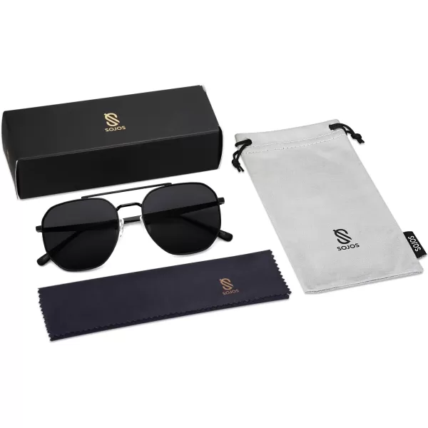 imageSOJOS Classic Square Aviator Sunglasses for Women Men Retro Hexagon UV400 Protection Shades SJ1222BlackGrey