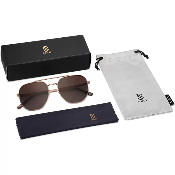 imageSOJOS Classic Square Aviator Sunglasses for Women Men Retro Hexagon UV400 Protection Shades SJ1222BrownGradient Brown
