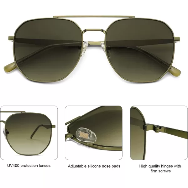 imageSOJOS Classic Square Aviator Sunglasses for Women Men Retro Hexagon UV400 Protection Shades SJ1222Dark GreenGradient Green