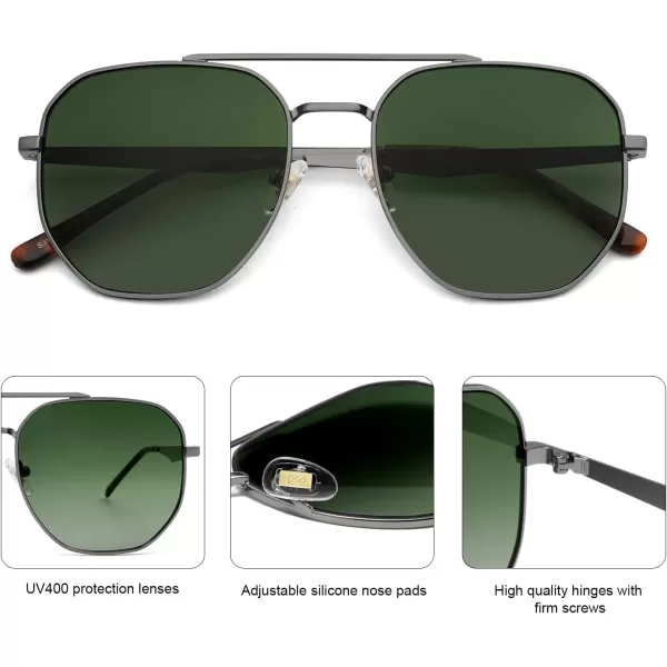 imageSOJOS Classic Square Aviator Sunglasses for Women Men Retro Hexagon UV400 Protection Shades SJ1222GreyGradient Green