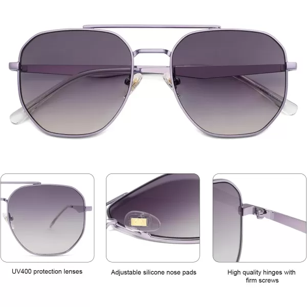 imageSOJOS Classic Square Aviator Sunglasses for Women Men Retro Hexagon UV400 Protection Shades SJ1222Light PurpleLight Purple