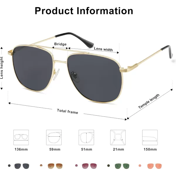 imageSOJOS Polarized Aviator Sunglasses Womens Men Oversized Trendy Designer Shades SJ1218Black