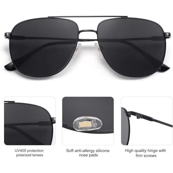 imageSOJOS Polarized Aviator Sunglasses Womens Men Oversized Trendy Designer Shades SJ1218Bright Black