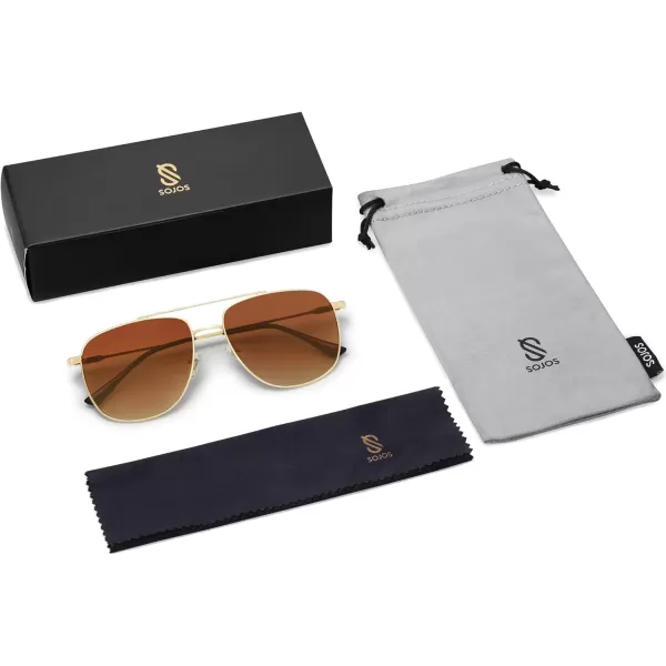 imageSOJOS Polarized Aviator Sunglasses Womens Men Oversized Trendy Designer Shades SJ1218Brown