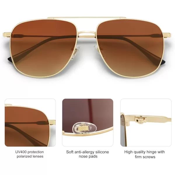 imageSOJOS Polarized Aviator Sunglasses Womens Men Oversized Trendy Designer Shades SJ1218Brown