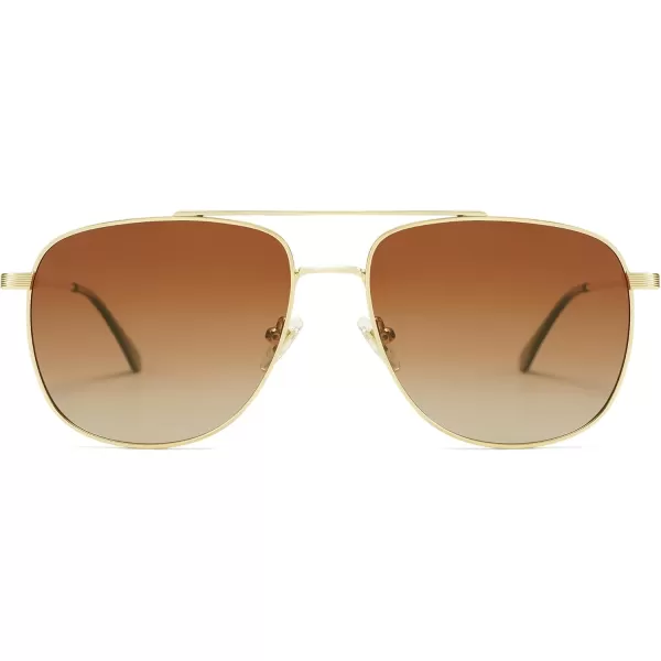 imageSOJOS Polarized Aviator Sunglasses Womens Men Oversized Trendy Designer Shades SJ1218Brown