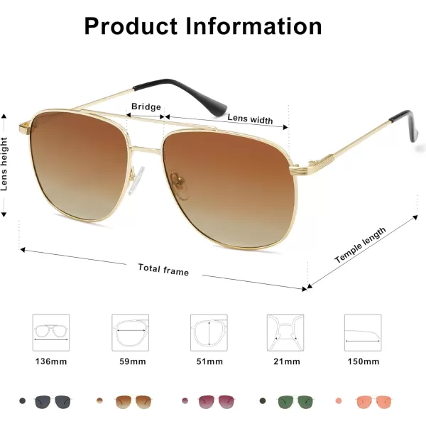 imageSOJOS Polarized Aviator Sunglasses Womens Men Oversized Trendy Designer Shades SJ1218Brown