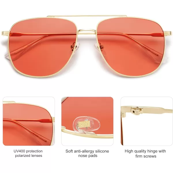 imageSOJOS Polarized Aviator Sunglasses Womens Men Oversized Trendy Designer Shades SJ1218Light Brown