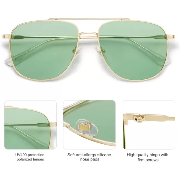 imageSOJOS Polarized Aviator Sunglasses Womens Men Oversized Trendy Designer Shades SJ1218Light Green