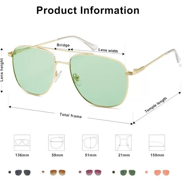 imageSOJOS Polarized Aviator Sunglasses Womens Men Oversized Trendy Designer Shades SJ1218Light Green