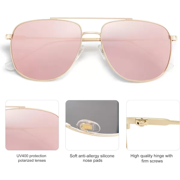 imageSOJOS Polarized Aviator Sunglasses Womens Men Oversized Trendy Designer Shades SJ1218Pink