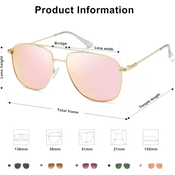 imageSOJOS Polarized Aviator Sunglasses Womens Men Oversized Trendy Designer Shades SJ1218Pink