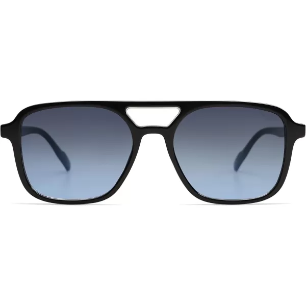imageSOJOS Retro Aviator Sunglasses for Women MenTrendy Rectangle Womens Mens Shades Sun Glasses SJ2202Black FrameBlue Grading Lens