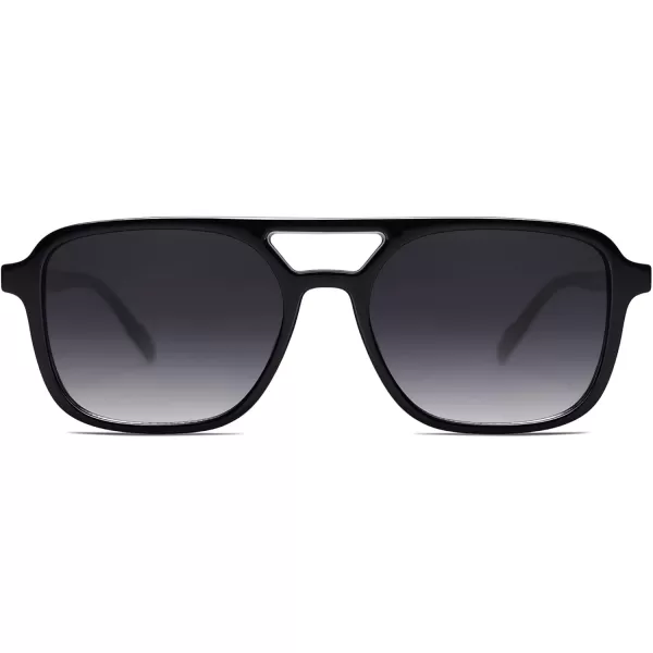 imageSOJOS Retro Aviator Sunglasses for Women MenTrendy Rectangle Womens Mens Shades Sun Glasses SJ2202Black FrameGrey Grading Lens